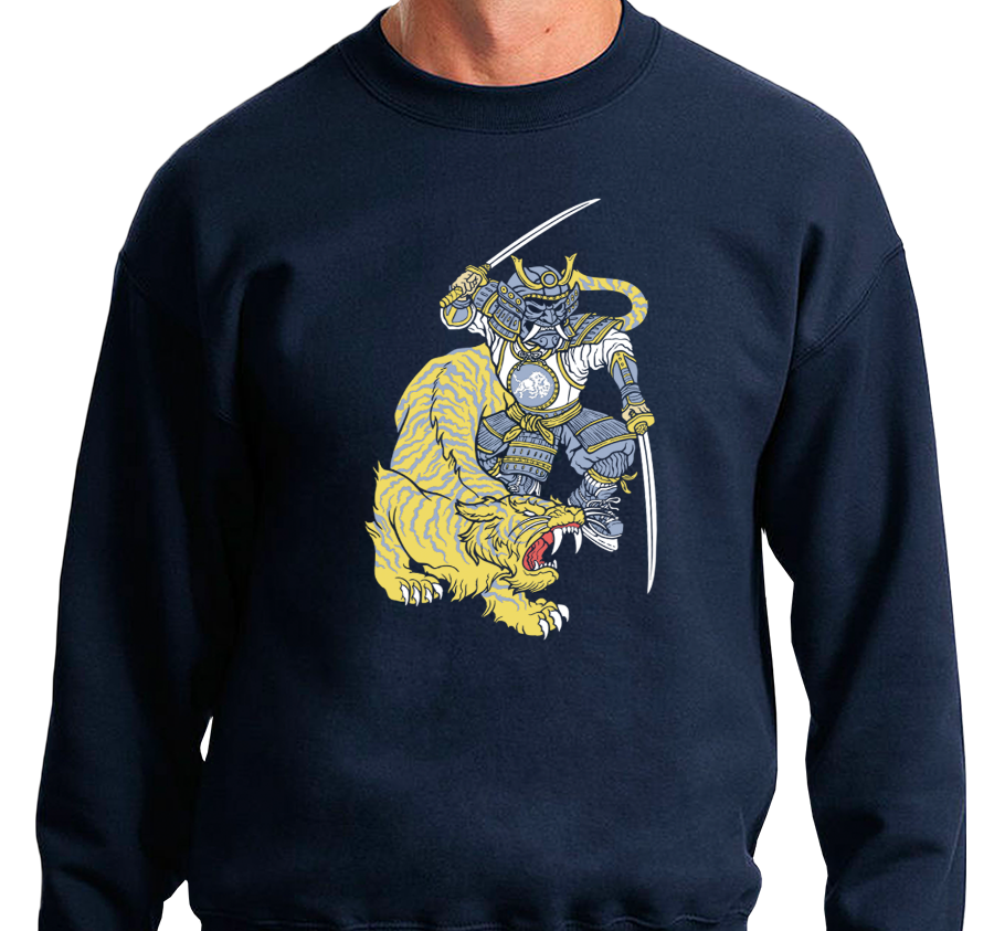 Crewneck Sweatshirt, Heather Navy (50% cotton, 50% polyester)