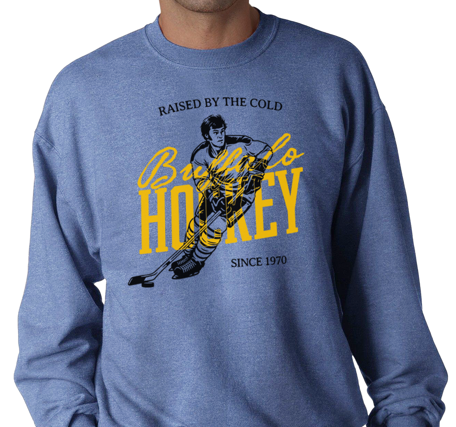 Crewneck Sweatshirt, Heather Royal (50% cotton, 50% polyester)