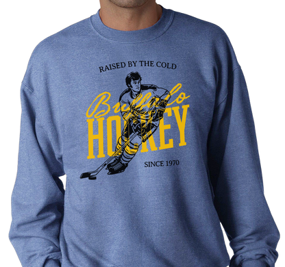 Crewneck Sweatshirt, Heather Royal (50% cotton, 50% polyester)