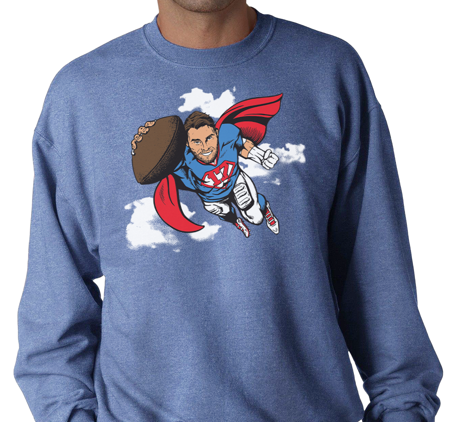 Crewneck Sweatshirt, Heather Royal (50% cotton, 50% polyester)