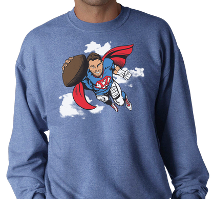 Crewneck Sweatshirt, Heather Royal (50% cotton, 50% polyester)