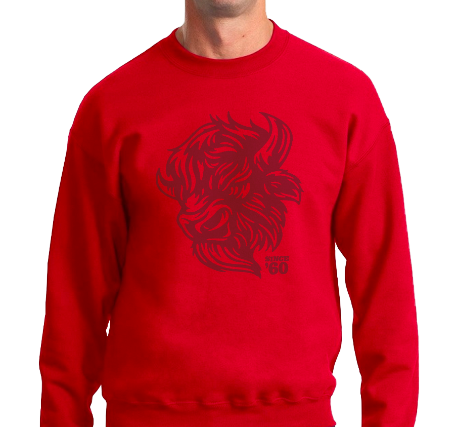 Crewneck Sweatshirt, Red (50% cotton, 50% polyester)