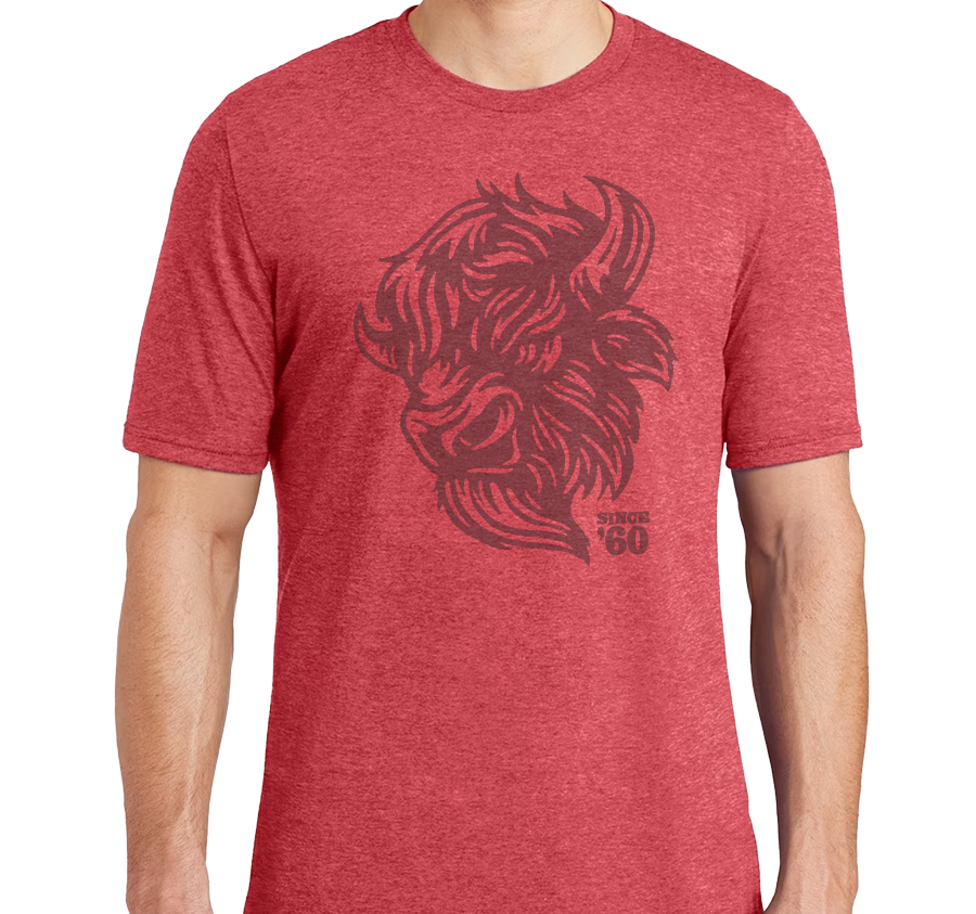 Tri-Blend T-Shirt, Red Frost (50% polyester, 25% cotton, 25% rayon)