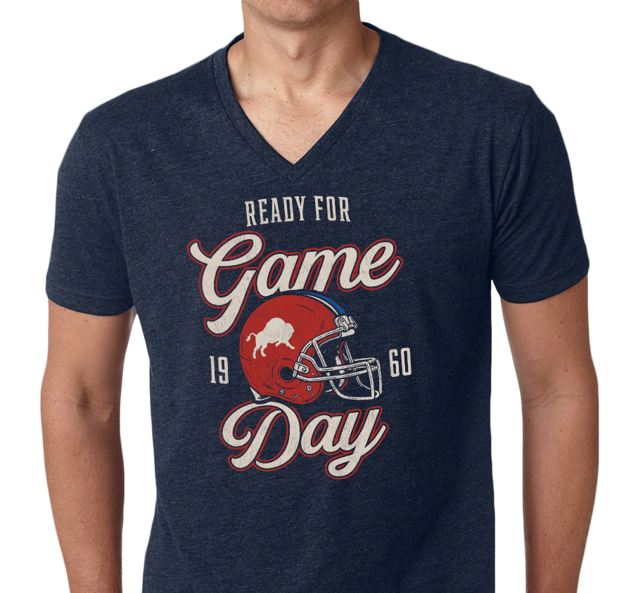Unisex V-Neck, Heather Navy (60% cotton, 40% polyester)