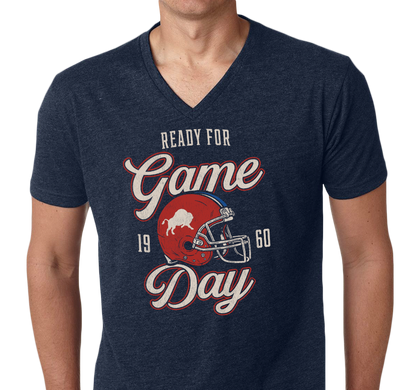 Unisex V-Neck, Heather Navy (60% cotton, 40% polyester)
