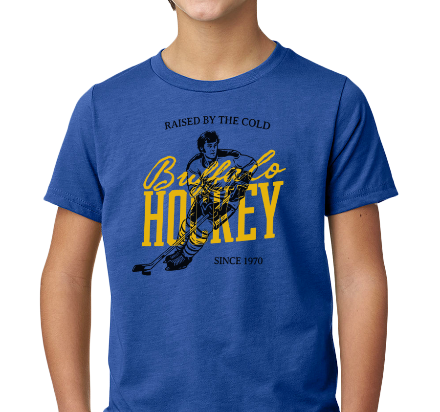 Youth T-Shirt, Heather Royal (60% cotton, 40% polyester)