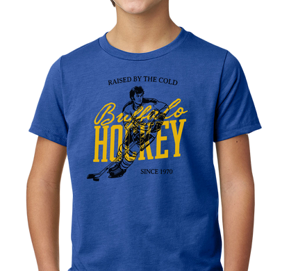Youth T-Shirt, Heather Royal (60% cotton, 40% polyester)