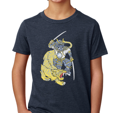 Youth T-Shirt, Heather Navy (60% cotton, 40% polyester)