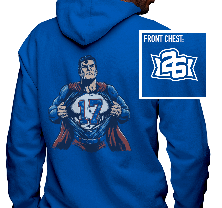 Zip-Up Hoody, Royal (50% cotton, 50% polyester)
