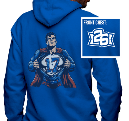 Zip-Up Hoody, Royal (50% cotton, 50% polyester)