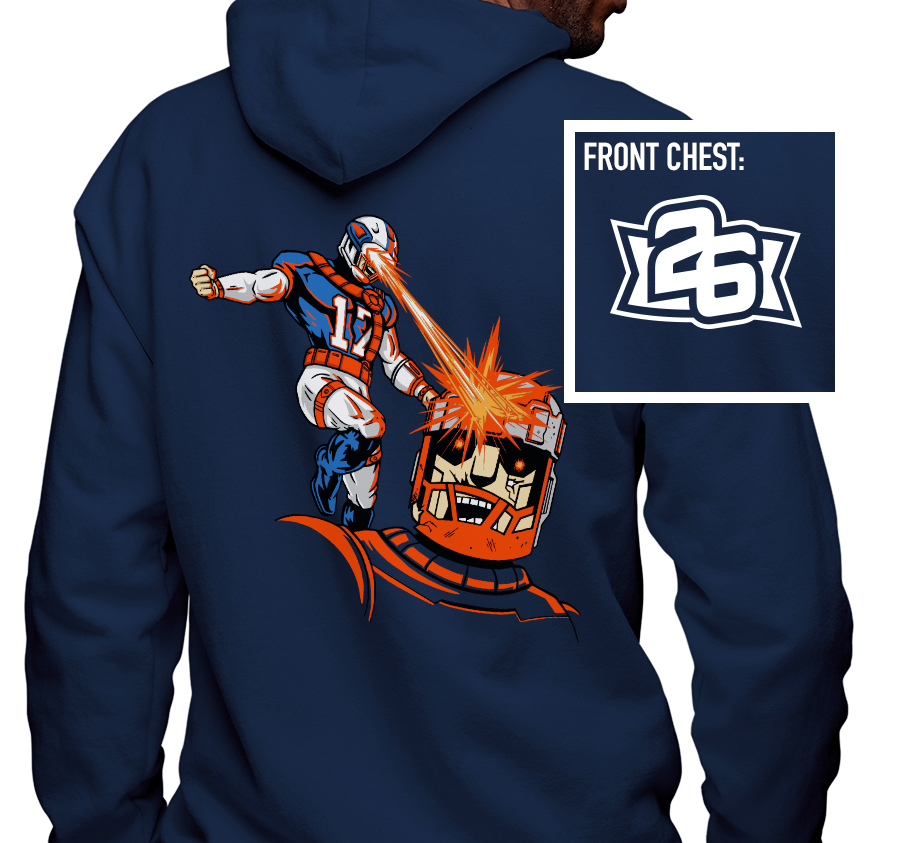 Zip-Up Hoody, Navy (50% cotton, 50% polyester)