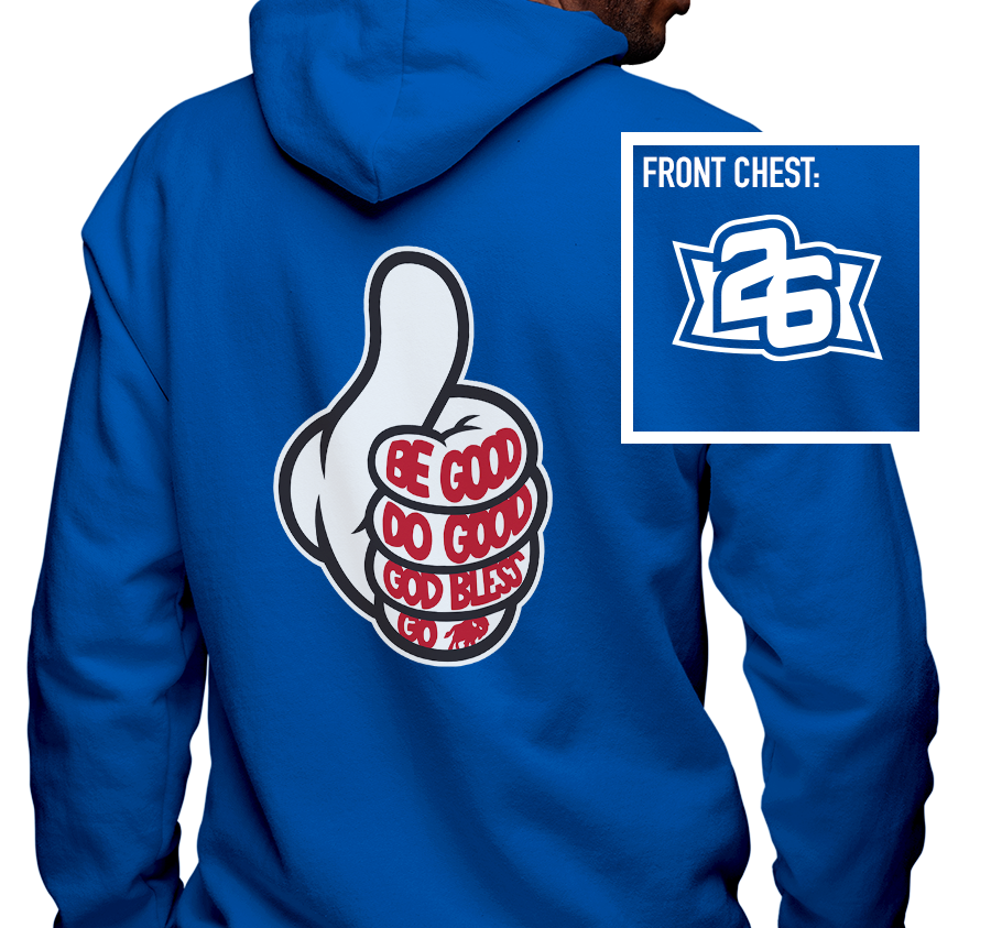 Zip-Up Hoody, Royal (50% cotton, 50% polyester)