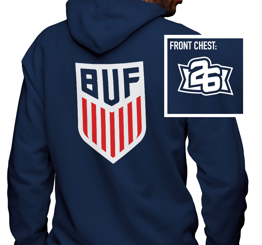 Zip-Up Hoody, Navy (50% cotton, 50% polyester)