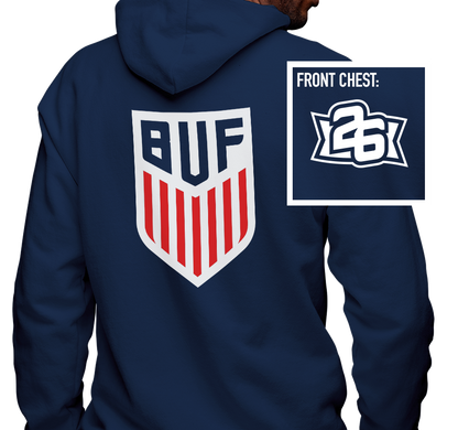 Zip-Up Hoody, Navy (50% cotton, 50% polyester)