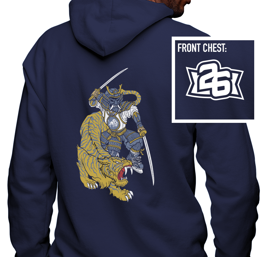 Zip-Up Hoody, Navy (50% cotton, 50% polyester)