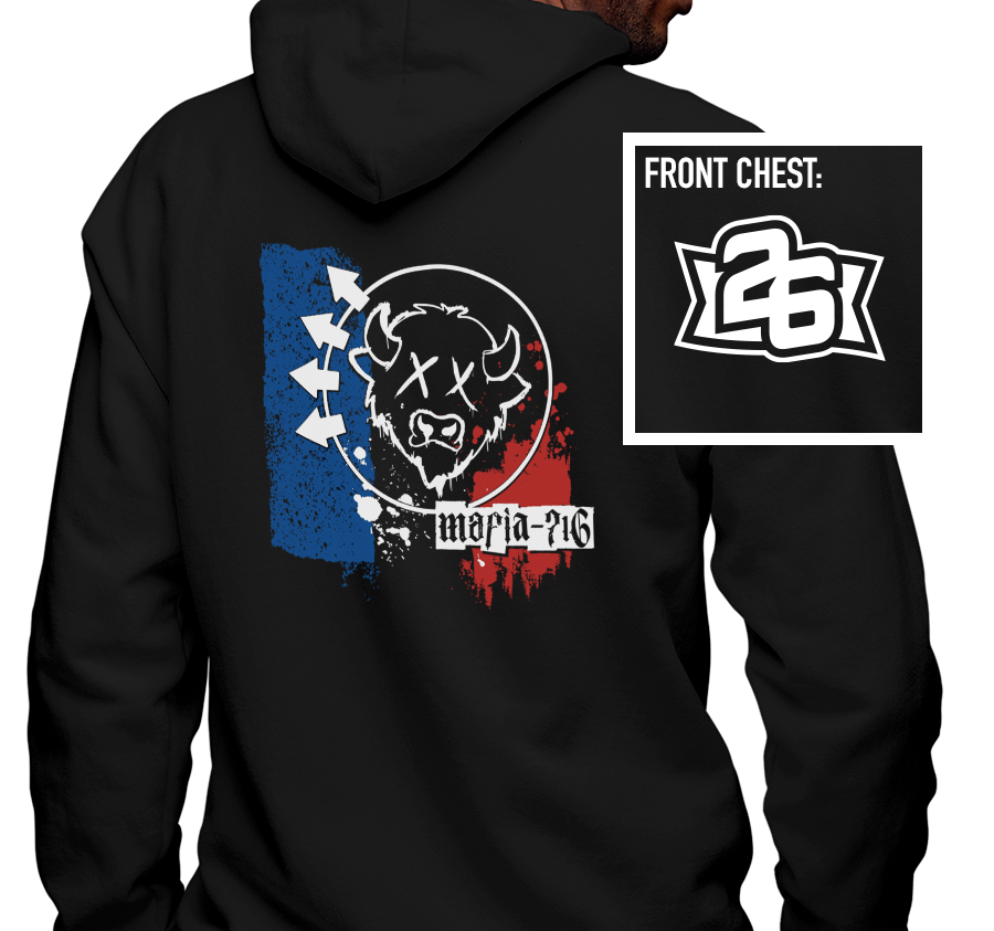 Zip-Up Hoody, Black (50% cotton, 50% polyester)