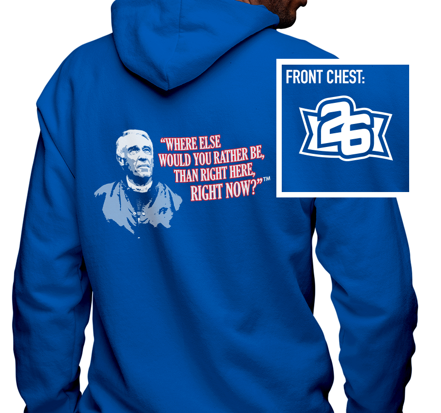 Special Edition: "Where Else Would You Rather Be Than Right Here, Right Now?"™ Zip-Up Hoody, Unisex, Royal Blue (50% cotton, 50% polyester)