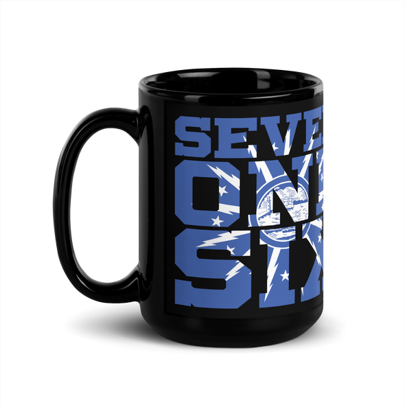 Exclusive Drinkware: "Seven One Six" Black Glossy Mug