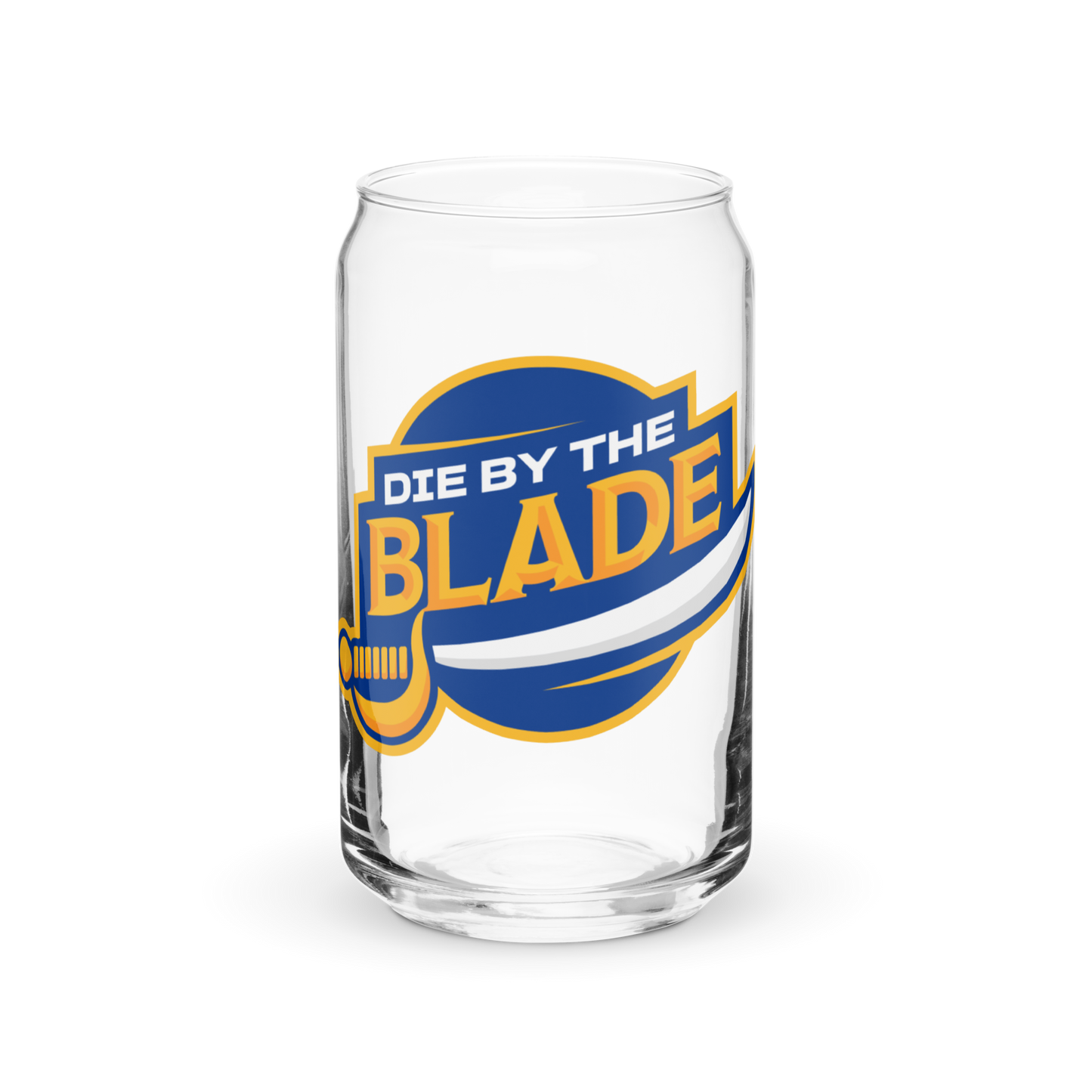 Die By the Blade: Can-Shaped Glass (Blue and Gold)