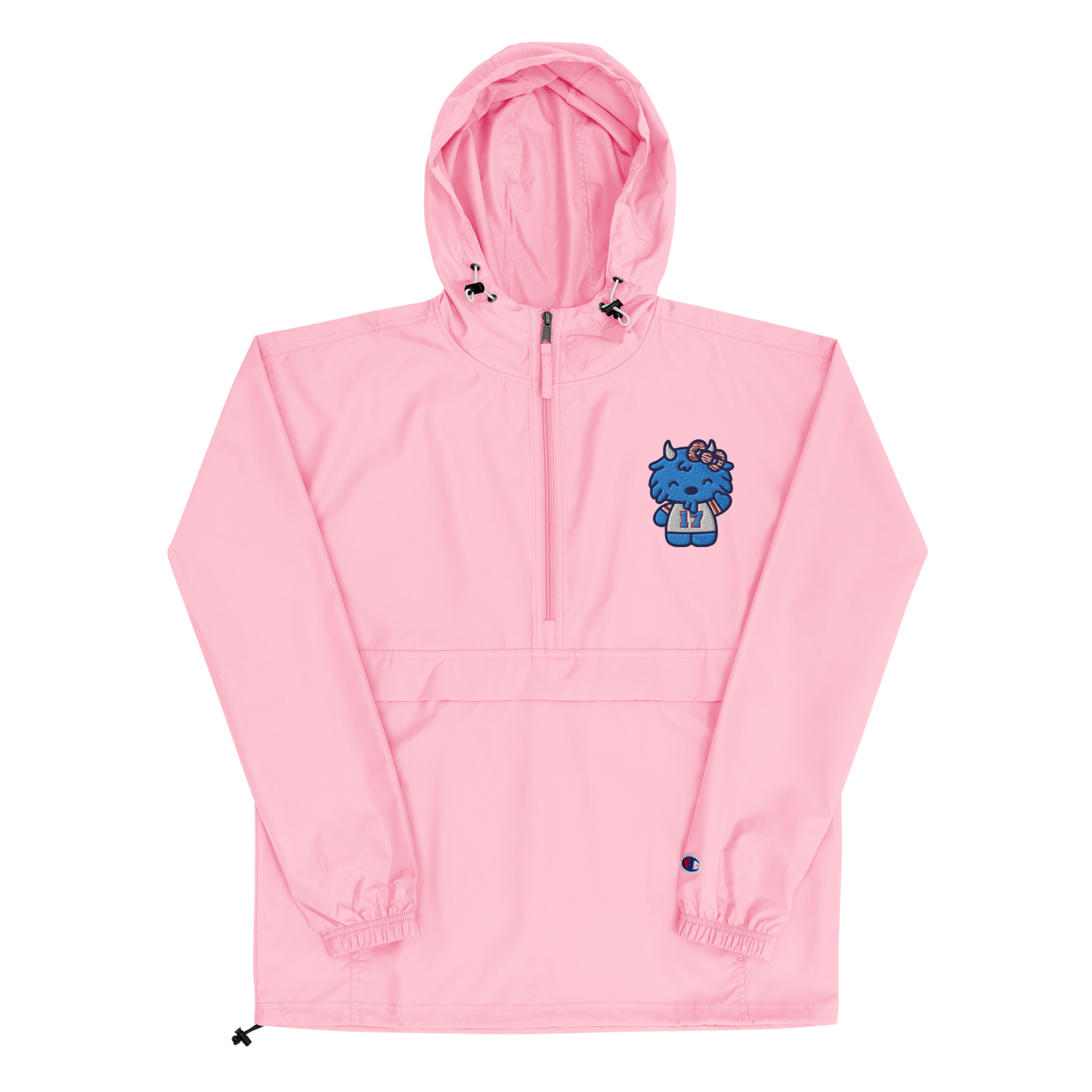 "Hello Buffalo" Embroidered Champion Packable Jacket (Pink)