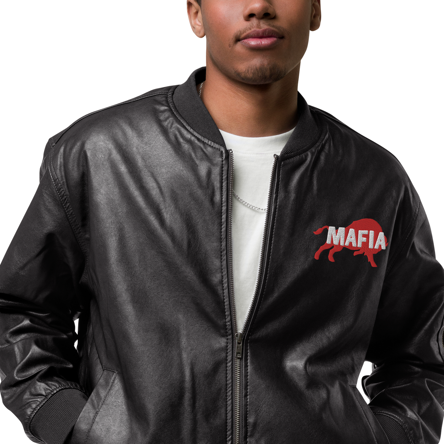 Merry Days of Mafia 2023: "MAFIA 2018" Faux Leather Bomber Jacket