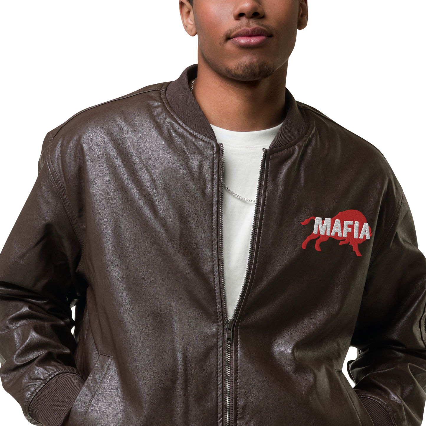 Merry Days of Mafia 2023: "MAFIA 2018" Faux Leather Bomber Jacket