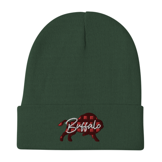 "Buffalo Plaid" Embroidered Beanie