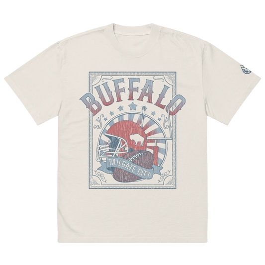 QUEEN'S CITY Oversized Buffalo Football Faded Tee