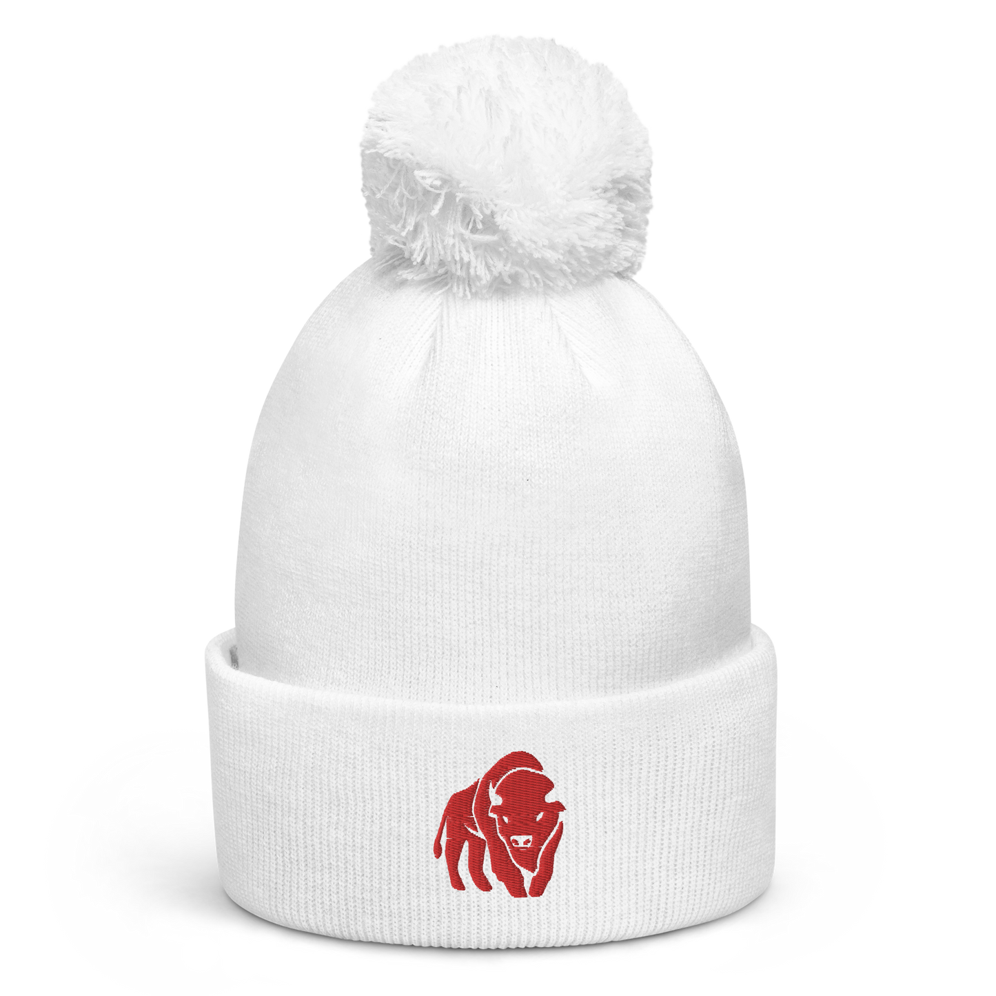 "Wildlife" White Pom Beanie