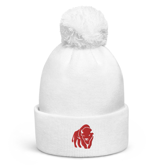 "Wildlife" White Pom Beanie