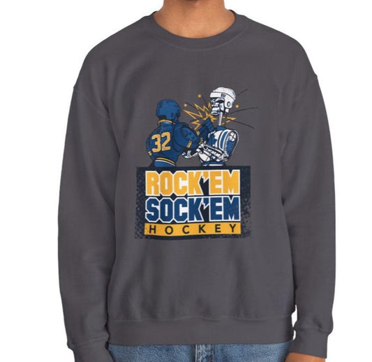 "Rock 'Em Sock 'Em Hockey" Crewneck Sweatshirt