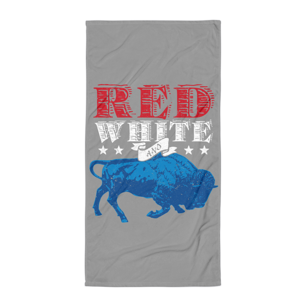 "Red, White and Buffalo" Beach Towel