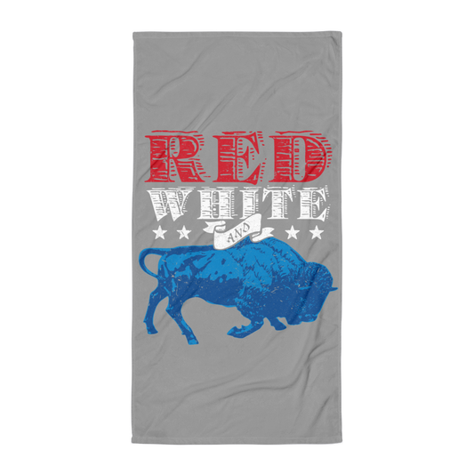 "Red, White and Buffalo" Beach Towel