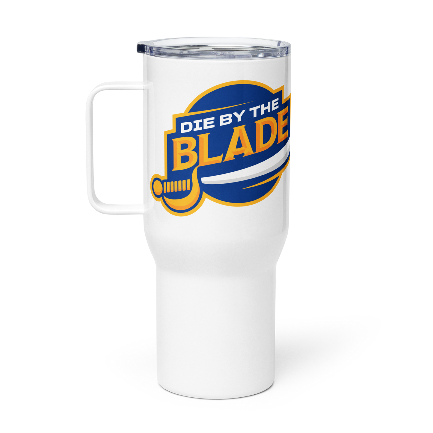 Die By the Blade: Travel Mug (Blue and Gold)