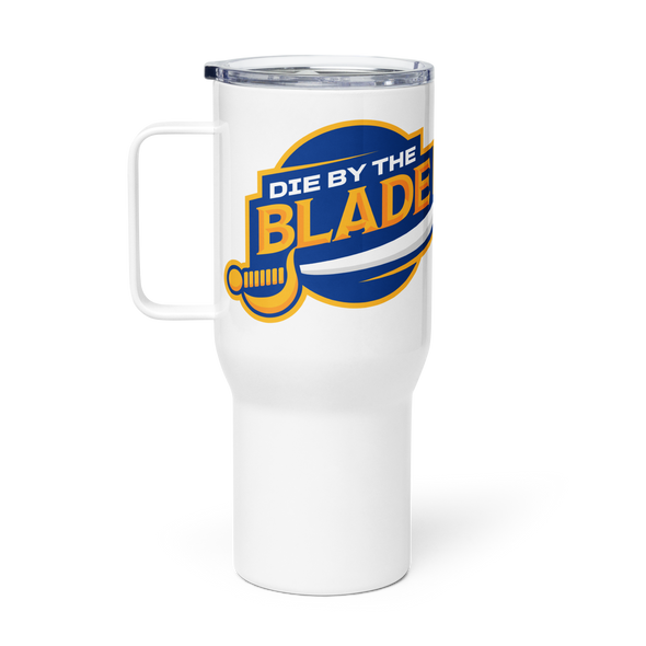 Die By the Blade: Travel Mug (Blue and Gold)