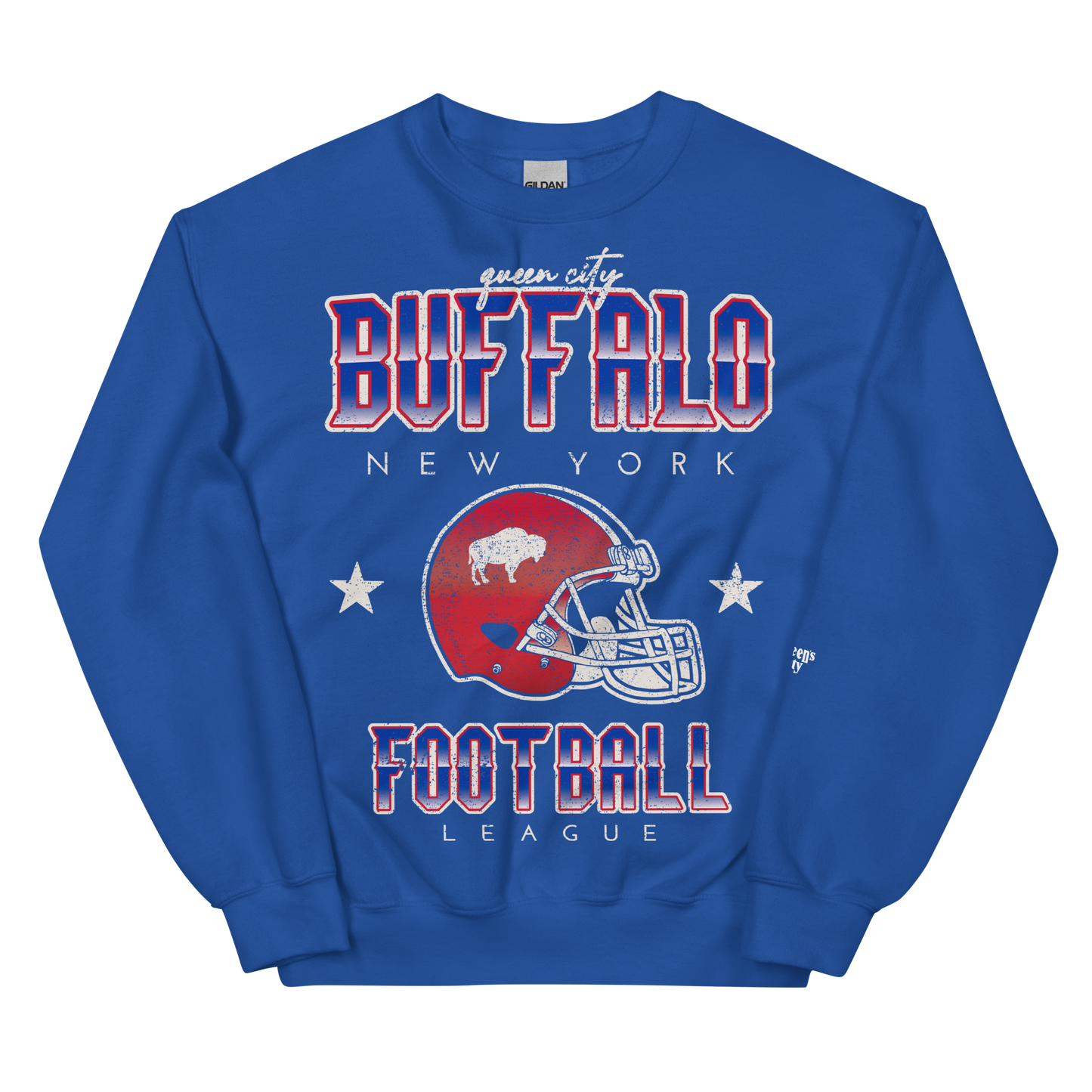 QUEEN'S CITY Vintage Buffalo Football Crewneck Sweatshirt