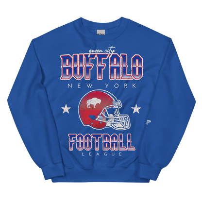 QUEEN'S CITY Vintage Buffalo Football Crewneck Sweatshirt