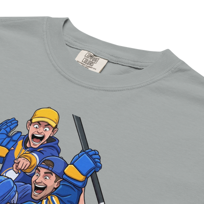 2 Goalies 1 Mic: "Blue & Gold Til I Die" Premium Garment-Dyed Heavyweight T-Shirt