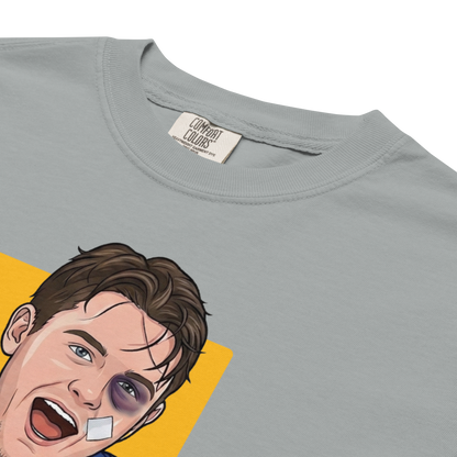 2 Goalies 1 Mic: "Does Weird Stuff" Premium Garment-Dyed Heavyweight T-Shirt