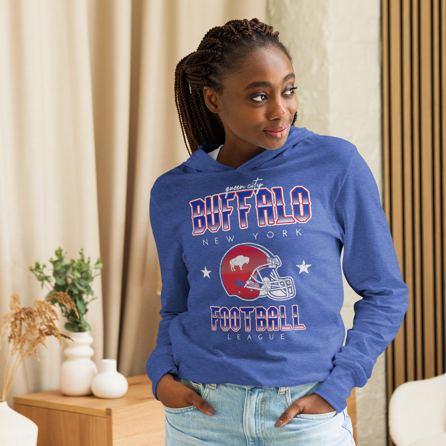 QUEEN'S CITY Vintage Buffalo Football Lightweight Hoody