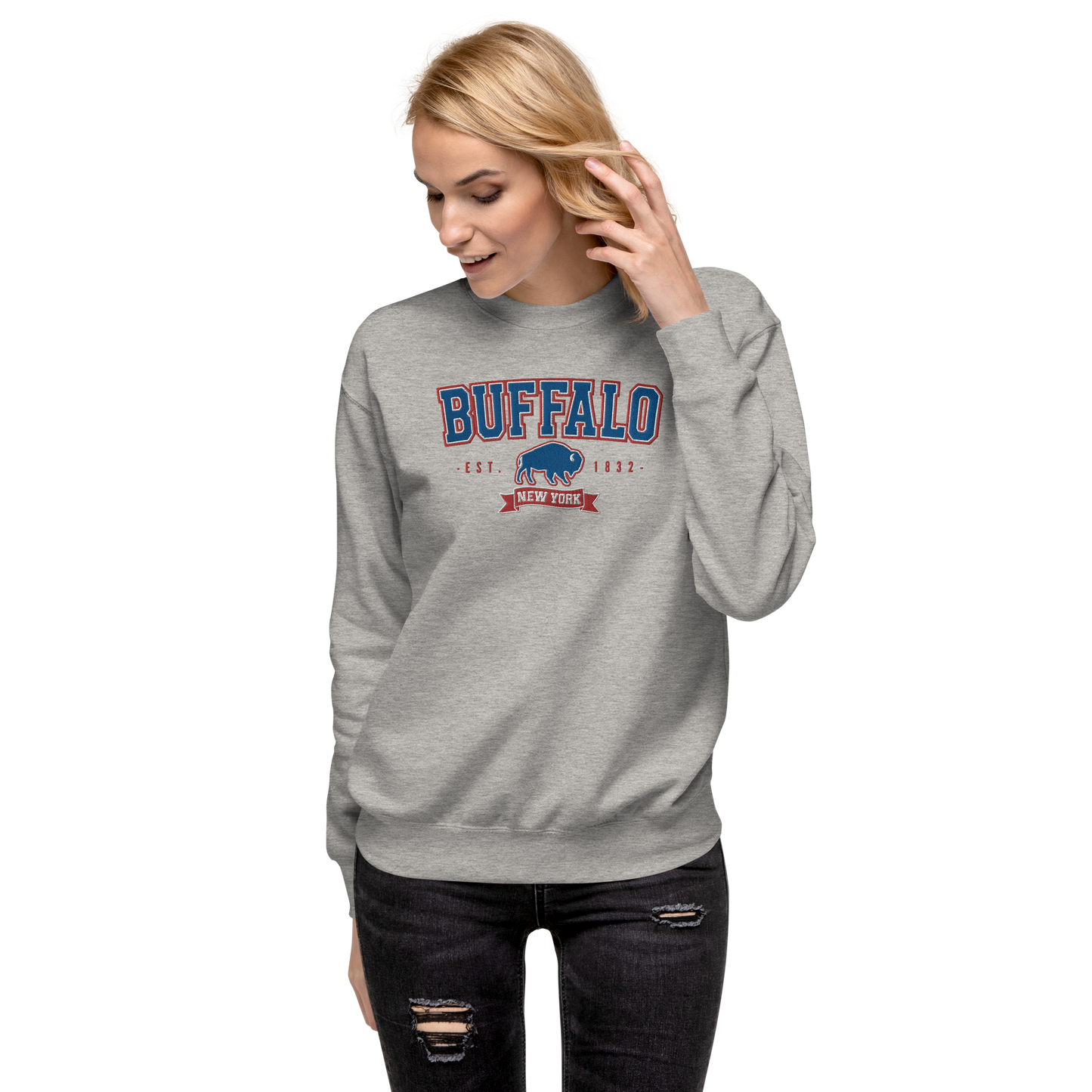 "Buffalo Collegiate" Embroidered Sweatshirt (multiple color options)