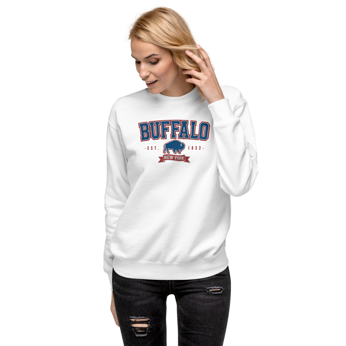 "Buffalo Collegiate" Embroidered Sweatshirt (multiple color options)