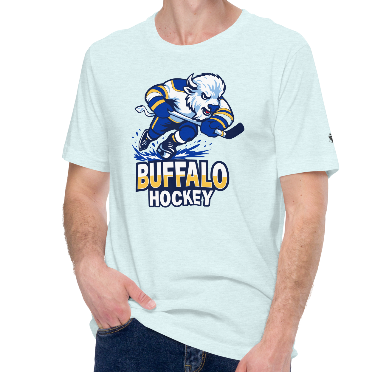 Heather Ice Blue (52% cotton, 48% polyester)