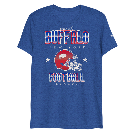 QUEEN'S CITY Vintage Buffalo Football Tri-Blend T-Shirt