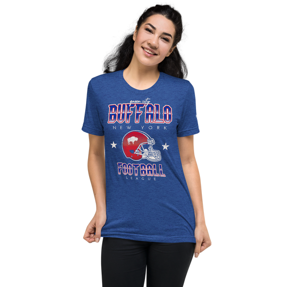 QUEEN'S CITY Vintage Buffalo Football Tri-Blend T-Shirt