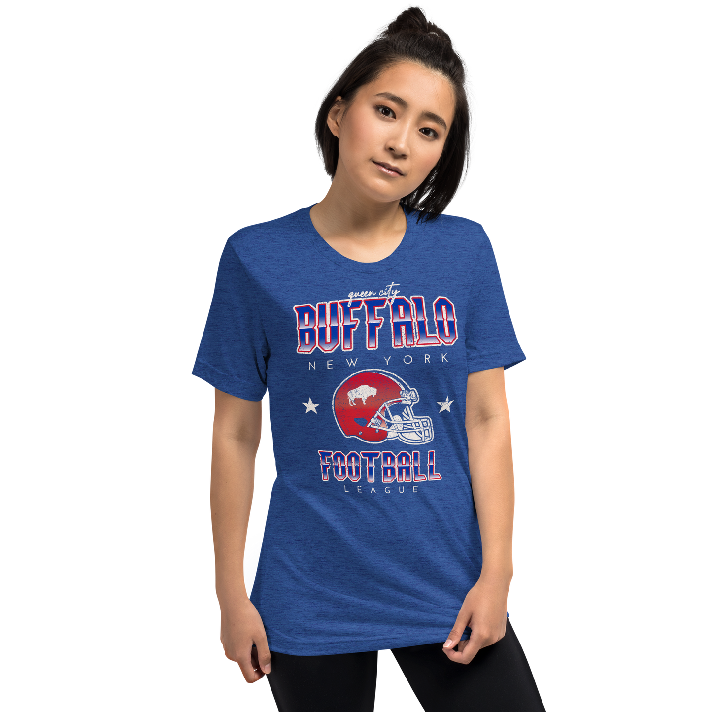 QUEEN'S CITY Vintage Buffalo Football Tri-Blend T-Shirt