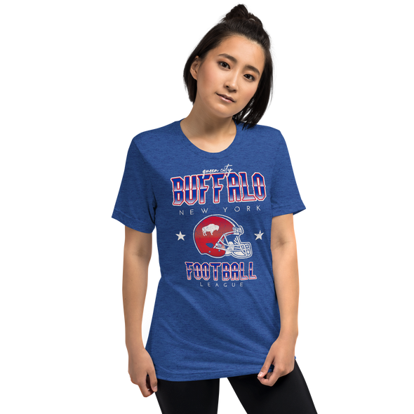 QUEEN'S CITY Vintage Buffalo Football Tri-Blend T-Shirt