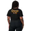 QUEEN'S CITY Logo Women’s Embroidered Crop Top (Black with Gold)