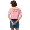 QUEEN'S CITY Logo Women’s Embroidered Crop Top (Pink with Gold)