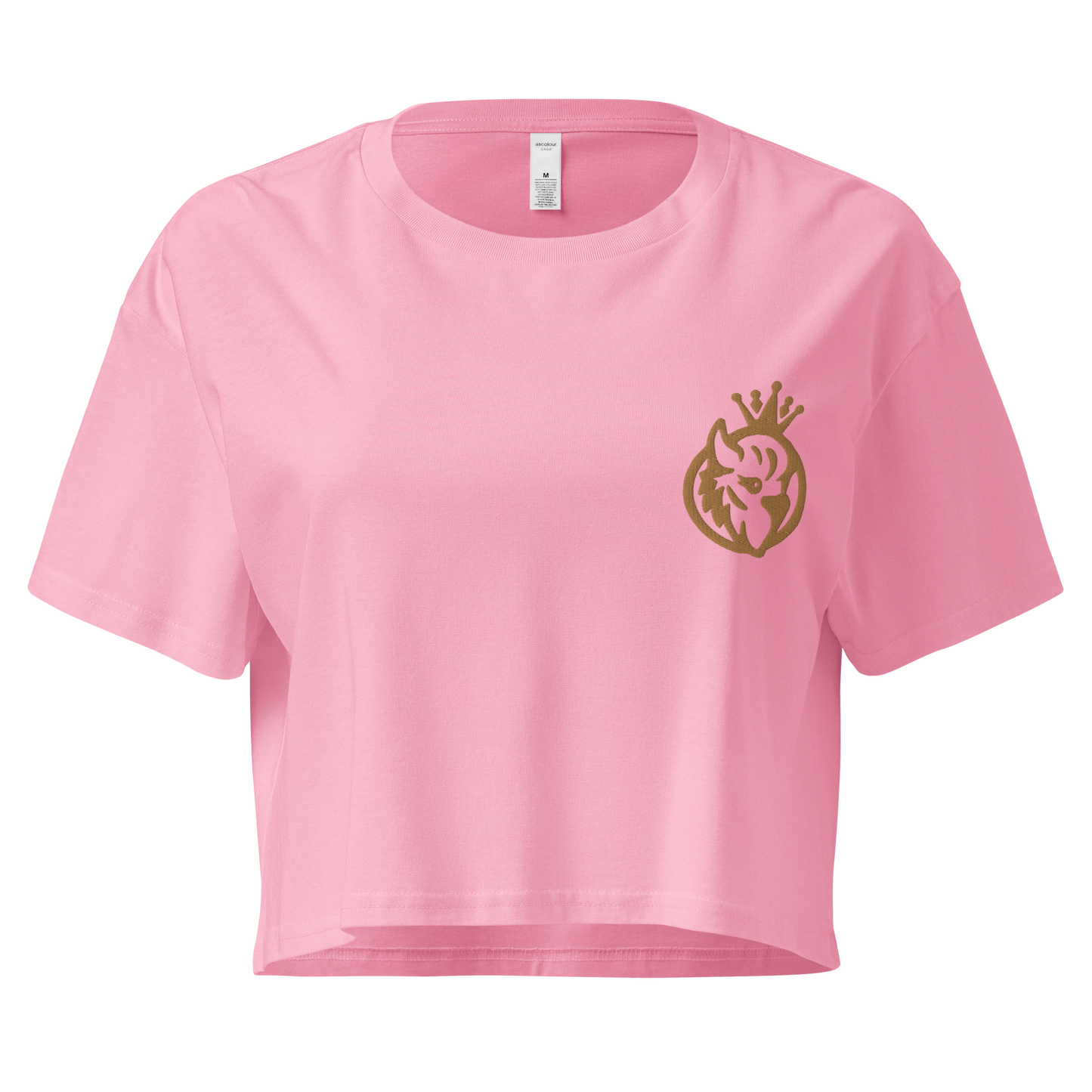 QUEEN'S CITY Logo Women’s Embroidered Crop Top (Pink with Gold)